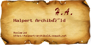 Halpert Archibáld névjegykártya